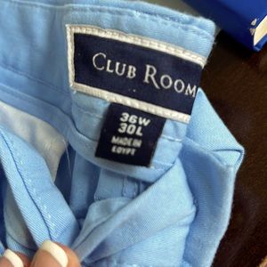 Club Room Macys Light blue chinos men 36x30 flat front, straight leg NWT